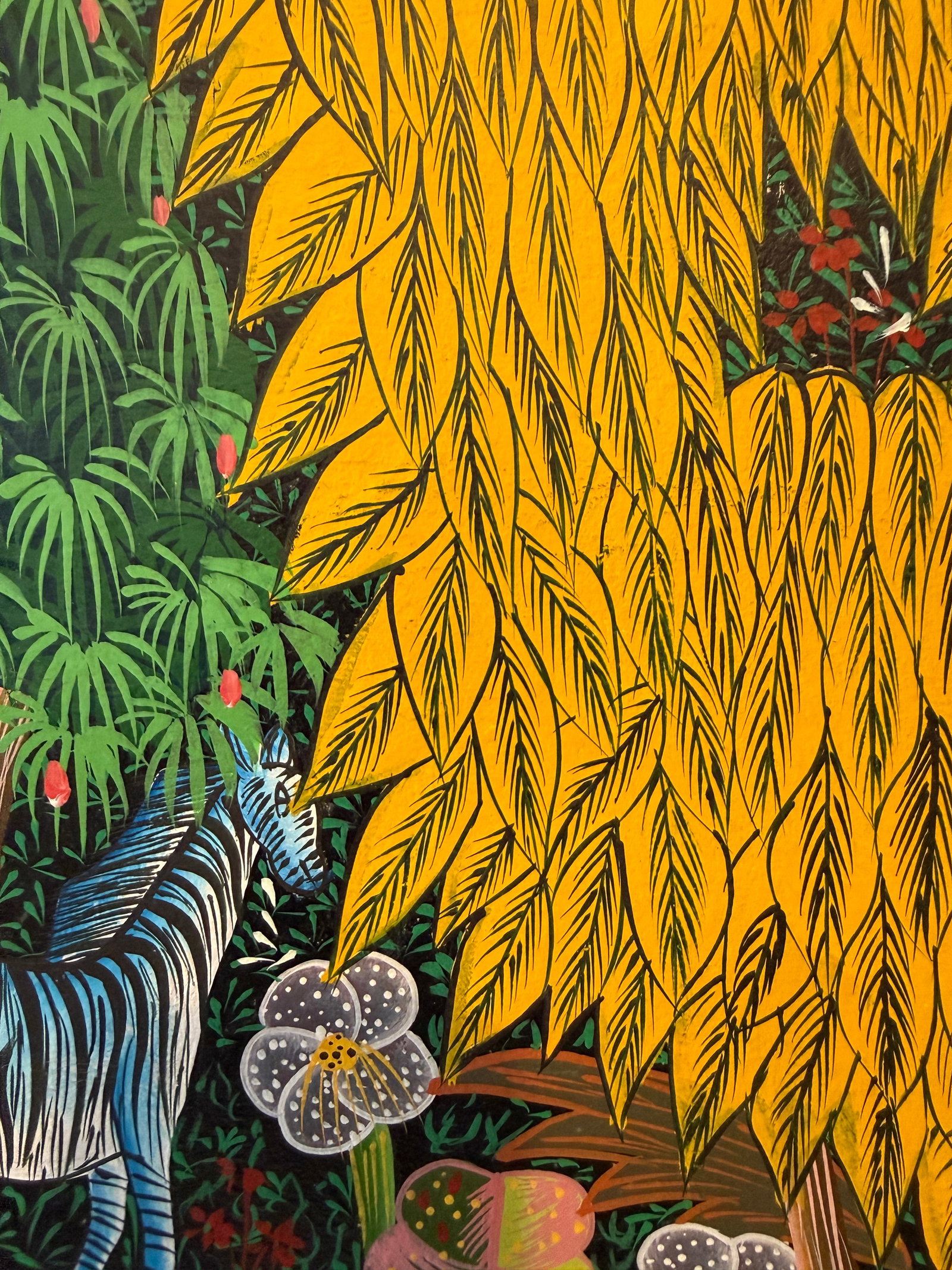Haitian Folk Art Jungle Scene Painting - 9