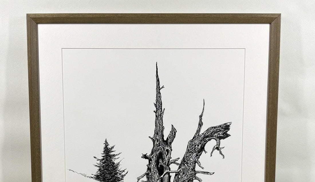 1980s Steve LeBailly Signed Pen & Ink Drawing "Burma Road Juniper" Mackay, Idaho - 6