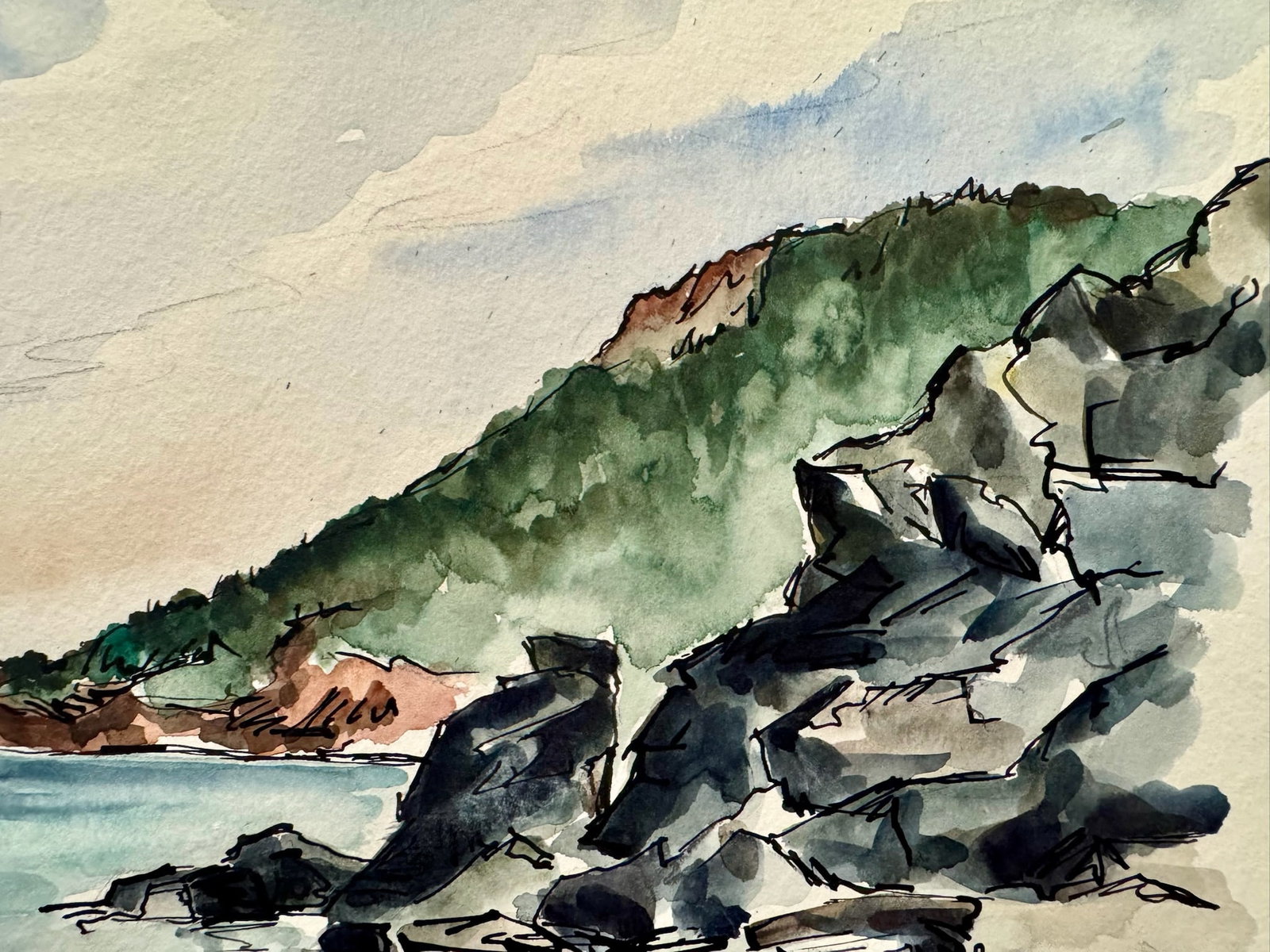 Henry Emil Salloch Original Watercolor on Paper Cape North, Ns, Canada. 1953. - 3