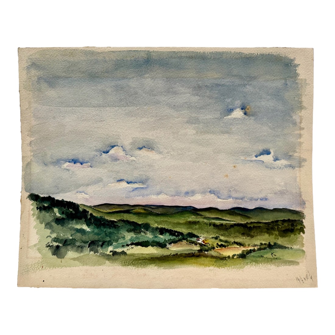 Henry Emil Salloch Original Watercolor on Paper Valley Landscape, 1940. (1 of 6)