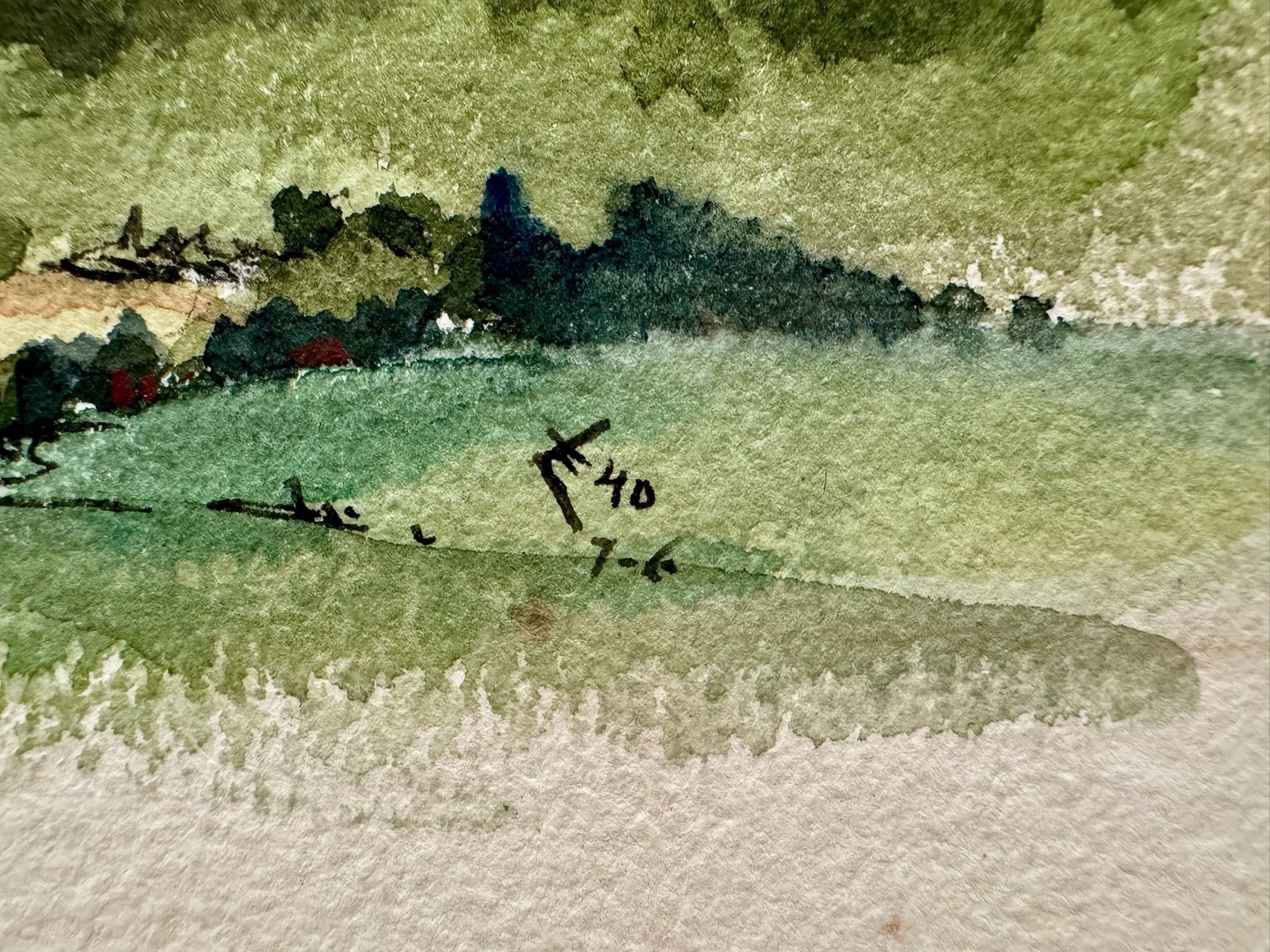 Henry Emil Salloch Original Watercolor on Paper Valley Landscape, 1940. - 4