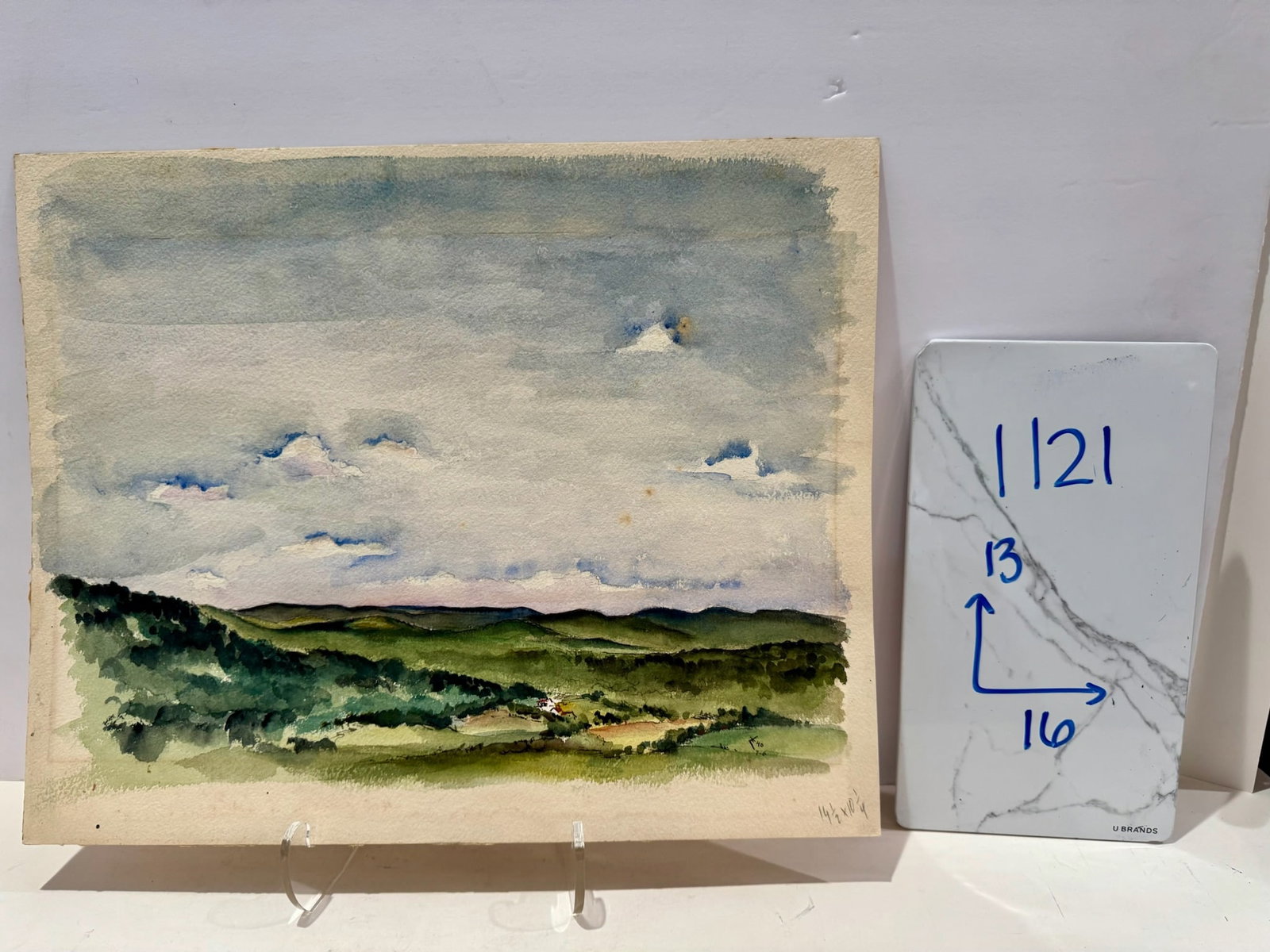 Henry Emil Salloch Original Watercolor on Paper Valley Landscape, 1940. - 6