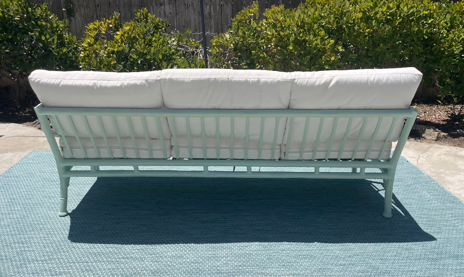 Vintage Faux Bamboo Patio Set by Meadowcraft, Chippendale Details and Sunbrella Cushions - 4