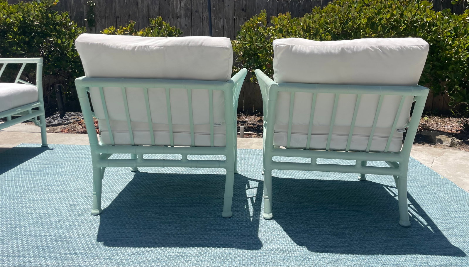 Vintage Faux Bamboo Patio Set by Meadowcraft, Chippendale Details and Sunbrella Cushions - 6