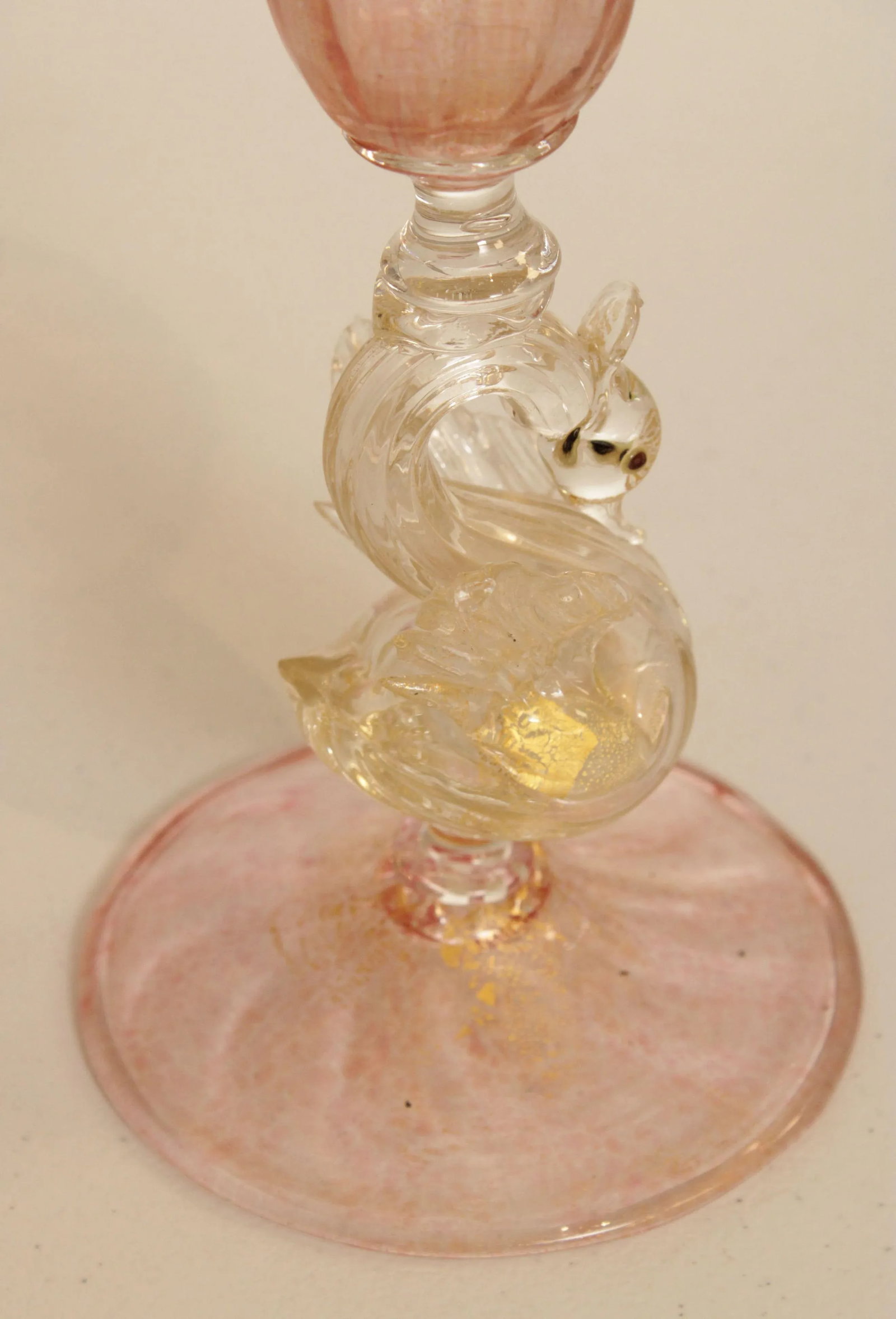 Antique Hand Blown Venetian Salviati Glass Trompet Vases with Swans - A Pair - 10