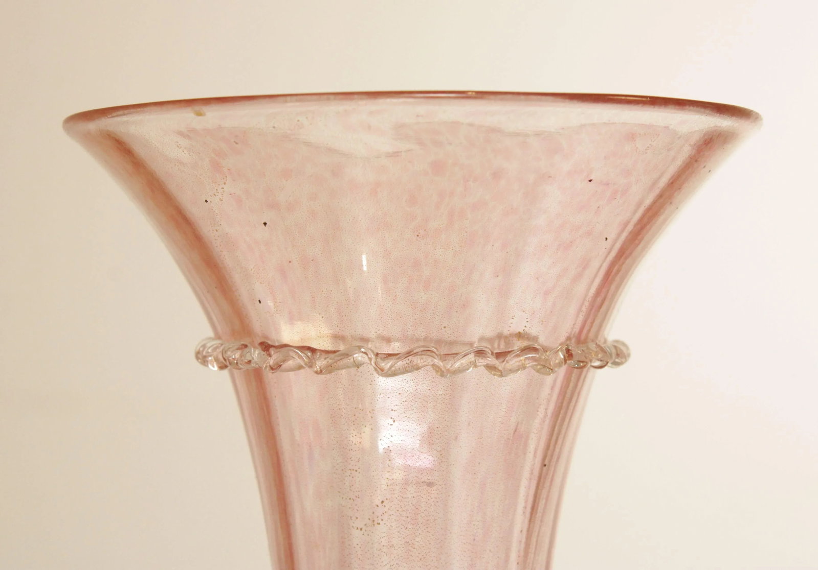 Antique Hand Blown Venetian Salviati Glass Trompet Vases with Swans - A Pair - 8