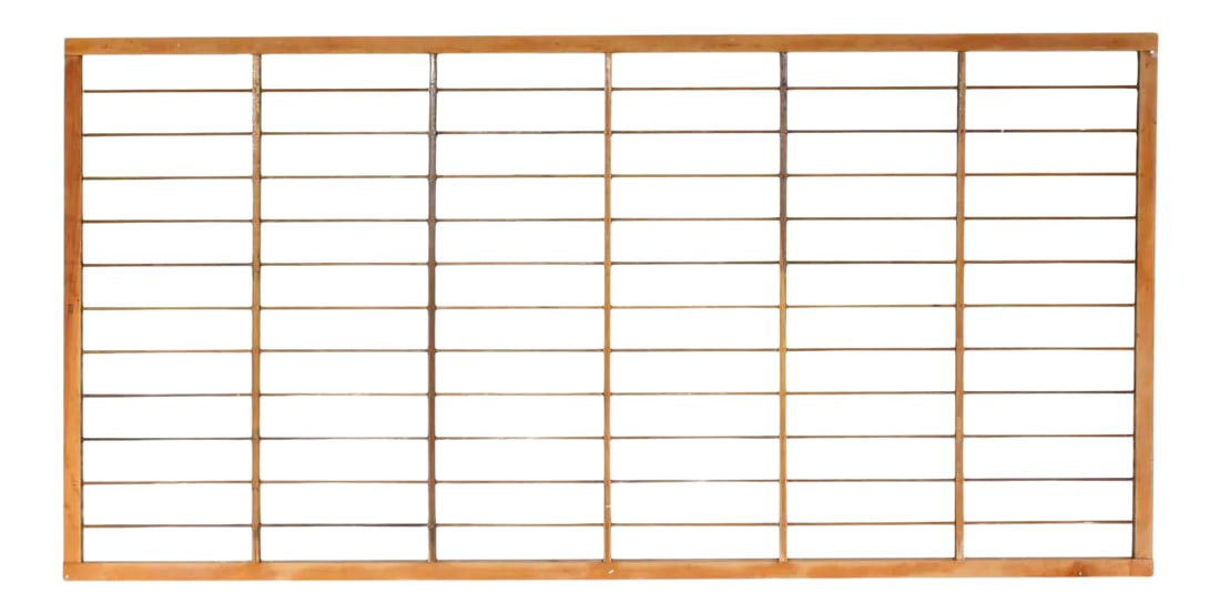 Architectural Salvage Wood Grid Wall Art: Architectural salvage wood grid wall art. Stamped ACE. Condition: Alterations: Original Condition Unaltered Imperfections: Some Imperfections Condition Notes: Wear consistent with age and use. Minor