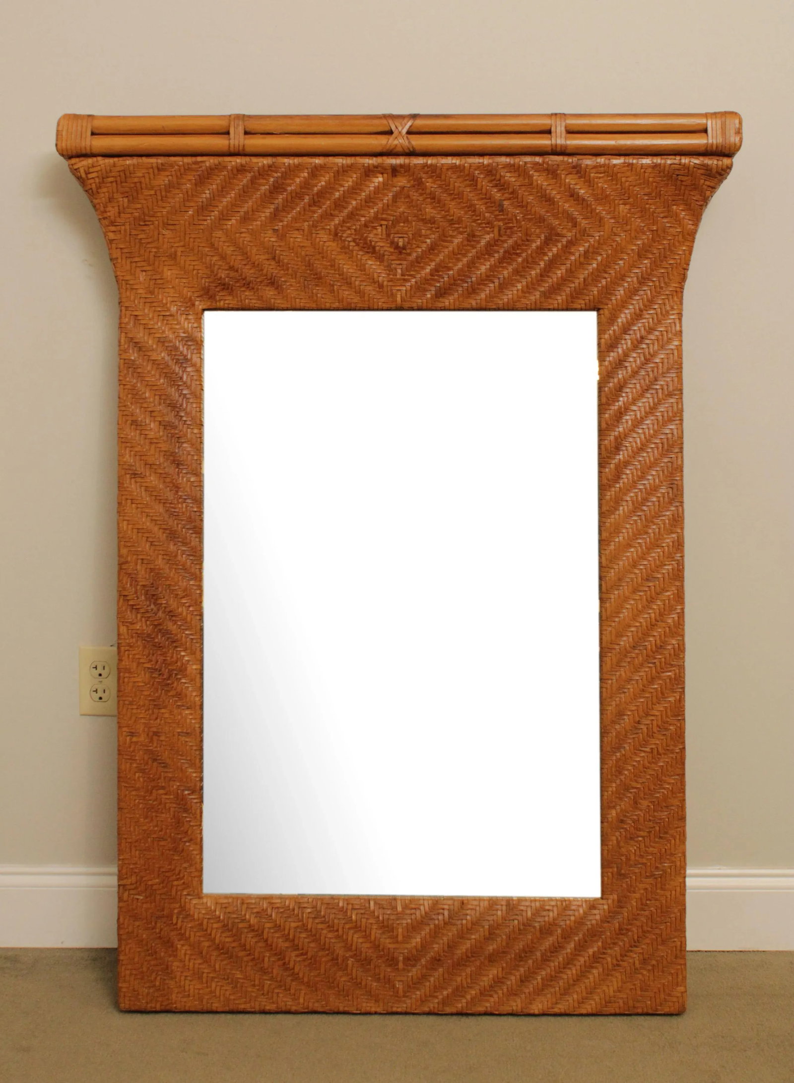 Henredon Rattan & Woven Leather Wall Mirror - 2