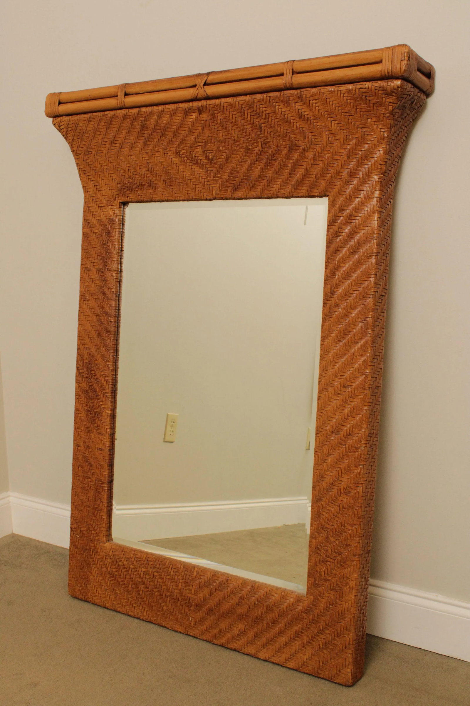 Henredon Rattan & Woven Leather Wall Mirror - 3