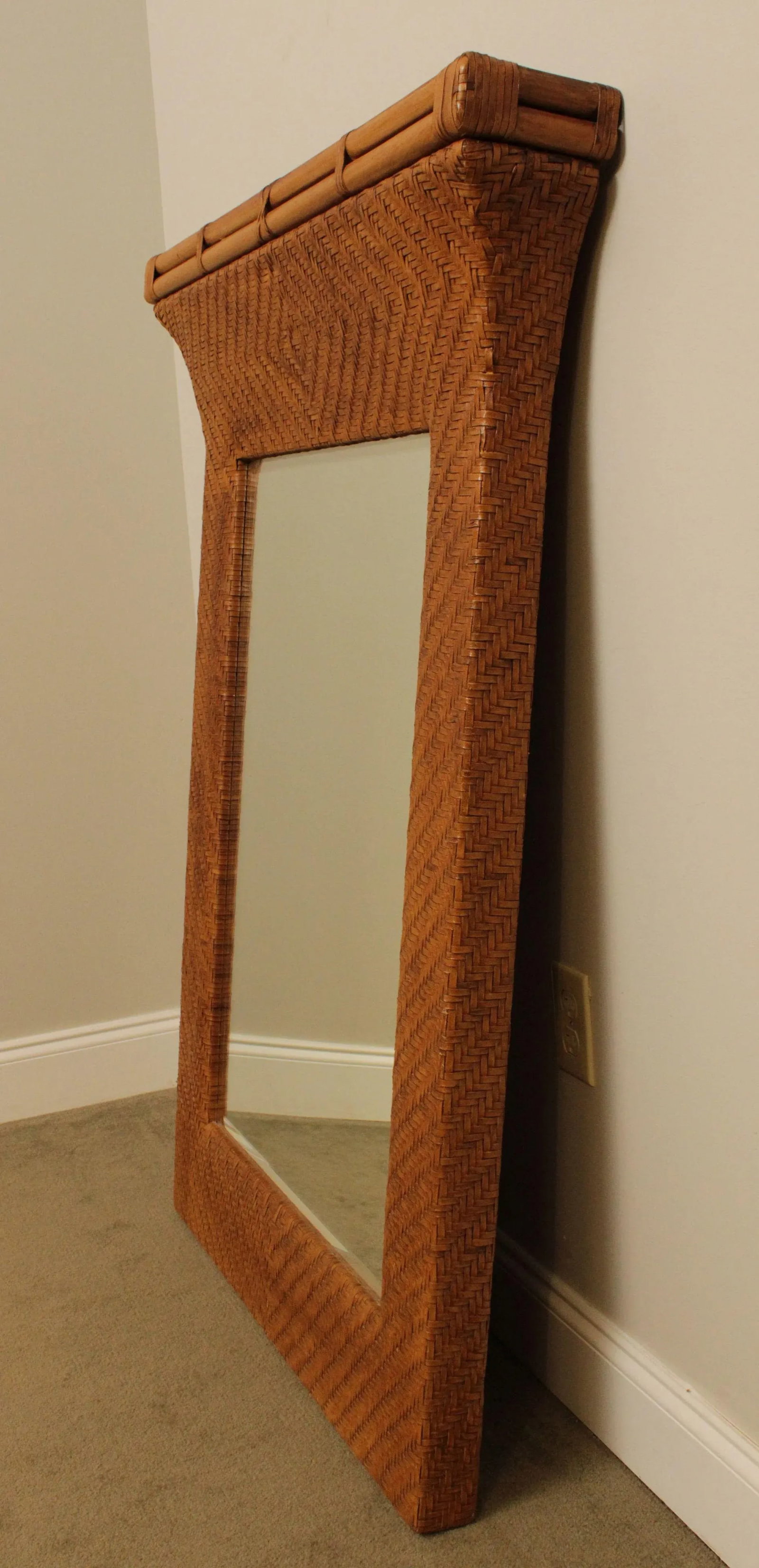 Henredon Rattan & Woven Leather Wall Mirror - 4