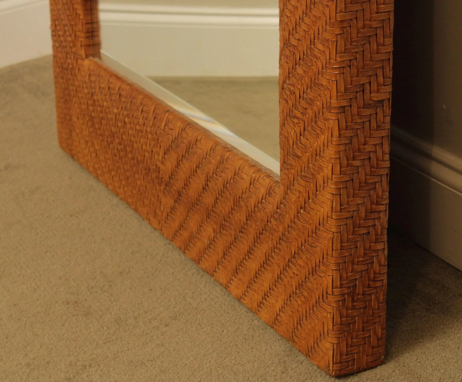 Henredon Rattan & Woven Leather Wall Mirror - 6