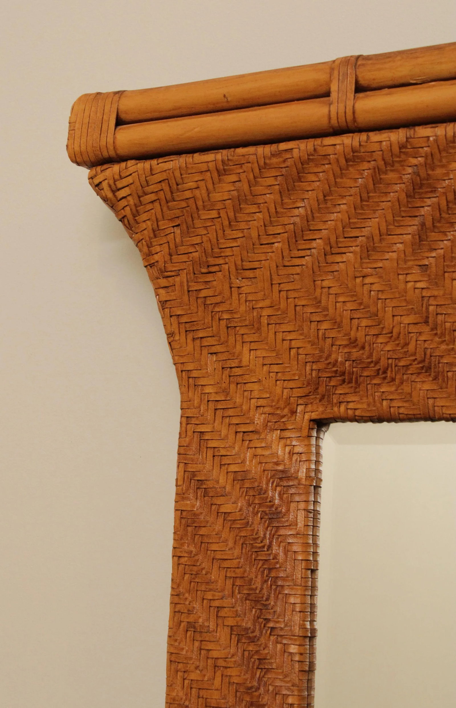 Henredon Rattan & Woven Leather Wall Mirror - 7