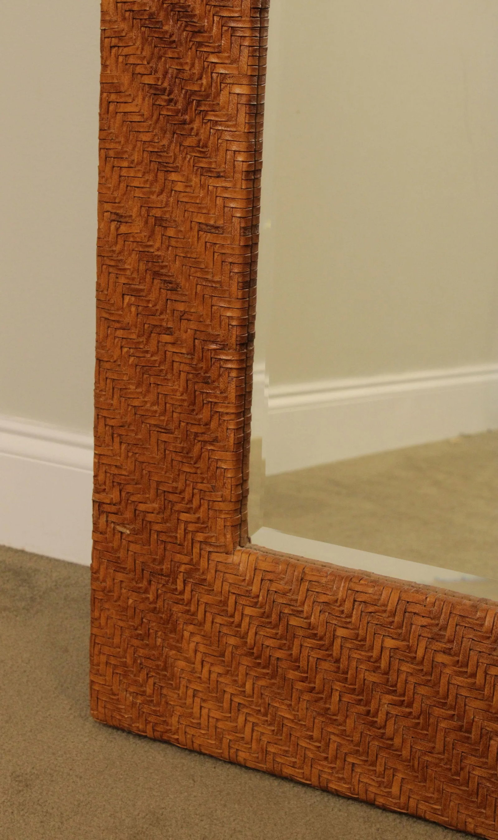 Henredon Rattan & Woven Leather Wall Mirror - 8