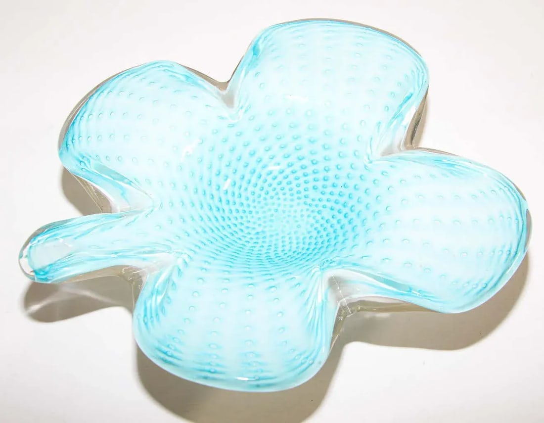 Murano Venetian Hand Blown Turquoise Art Glass - 10