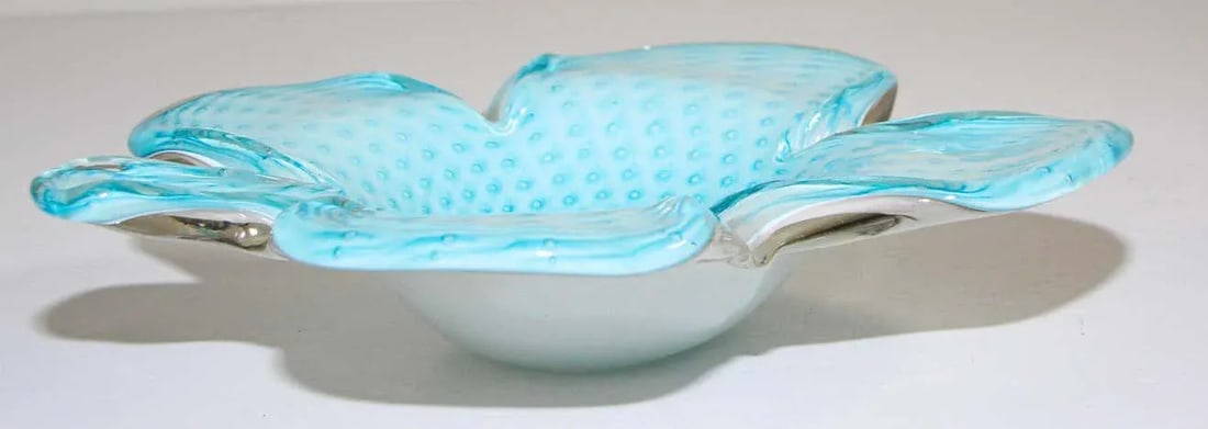 Murano Venetian Hand Blown Turquoise Art Glass - 12