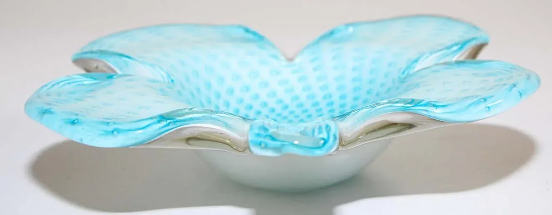 Murano Venetian Hand Blown Turquoise Art Glass - 4