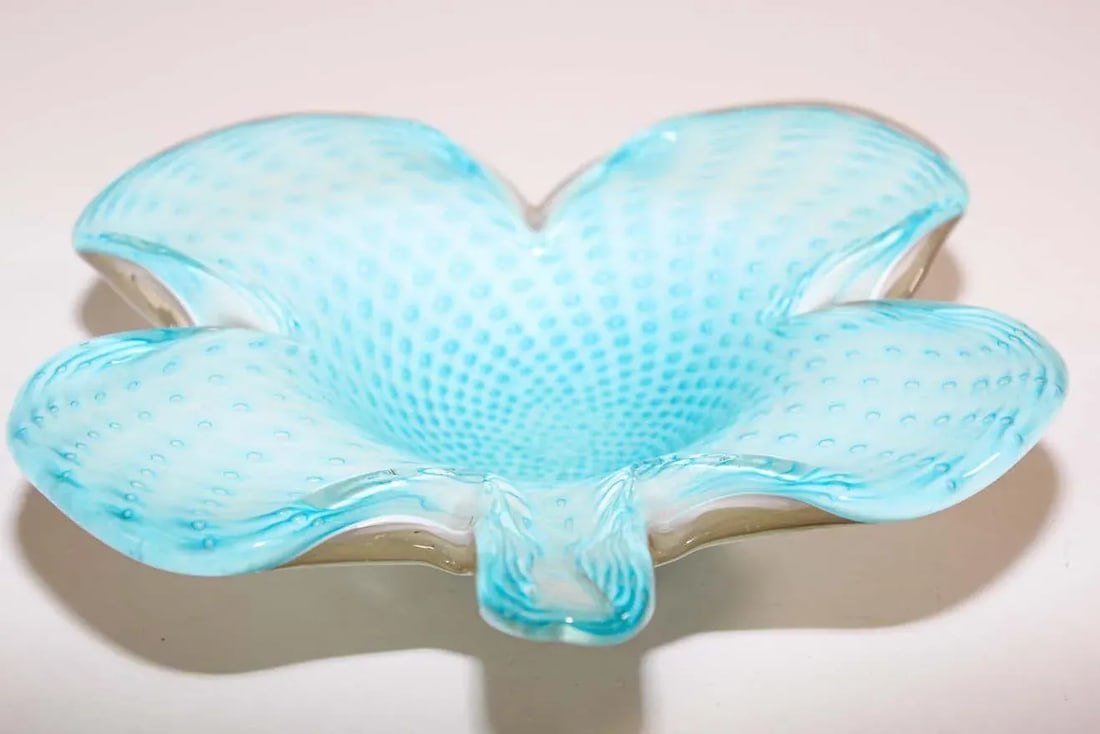 Murano Venetian Hand Blown Turquoise Art Glass - 5