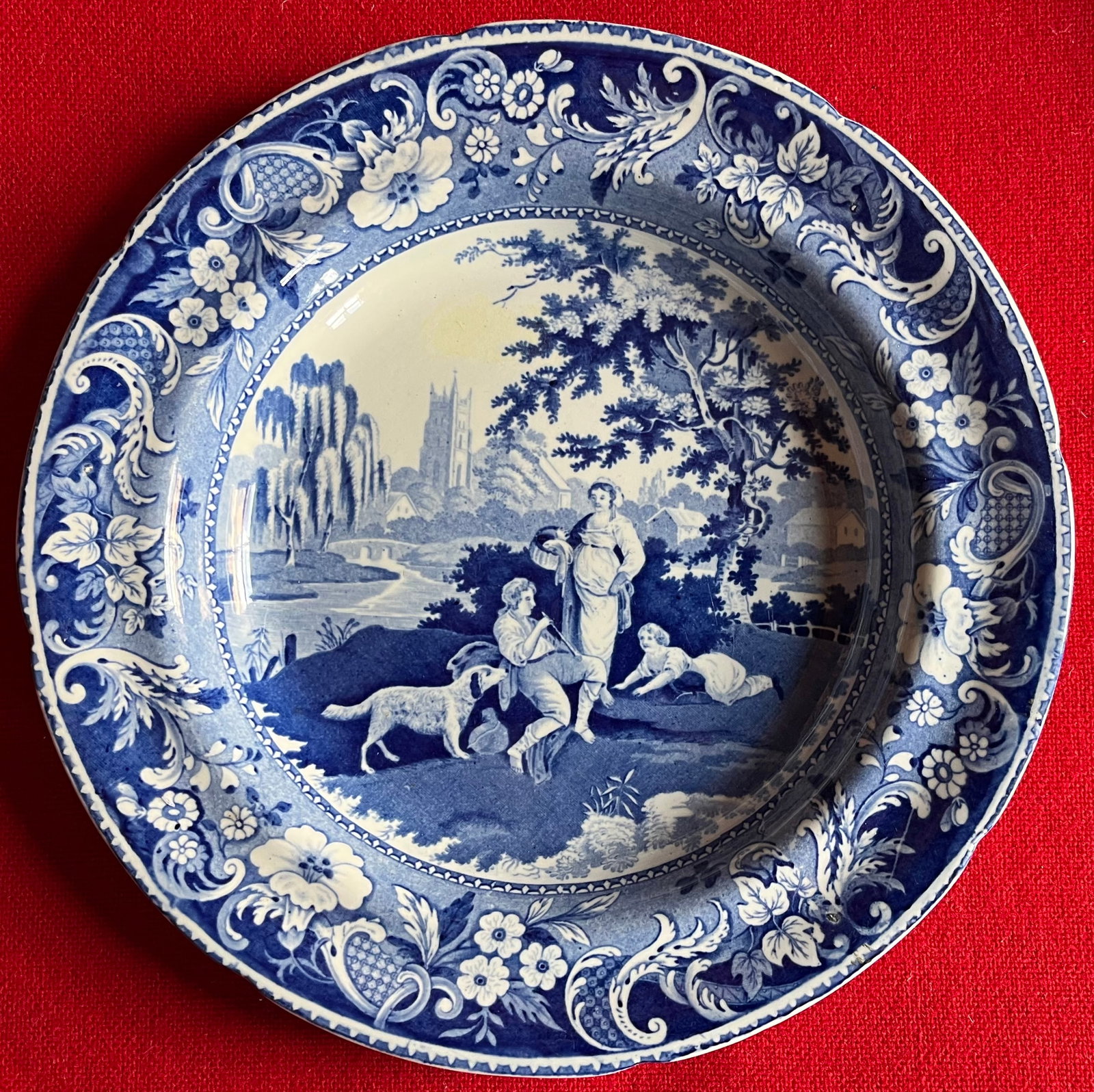 Antique Early 19th Century English George III Davenport Pottery Blue & White Transferware Soup Bowls - 2