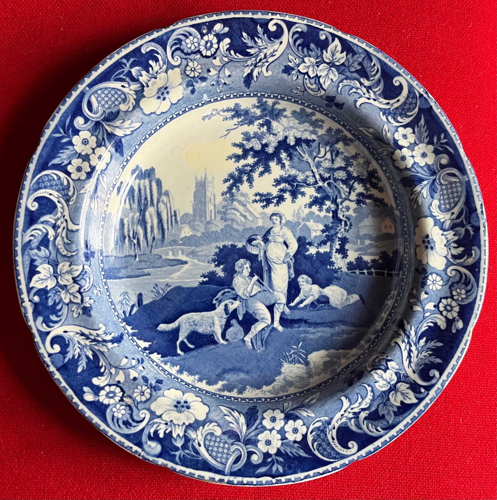 Antique Early 19th Century English George III Davenport Pottery Blue & White Transferware Soup Bowls - 3