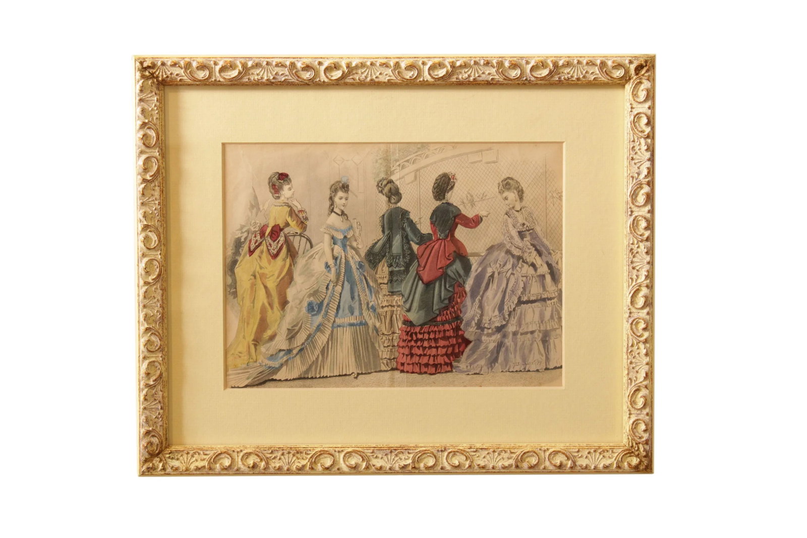 Antique Victorian Women's Fashion Engraving, Custom Framed - 12