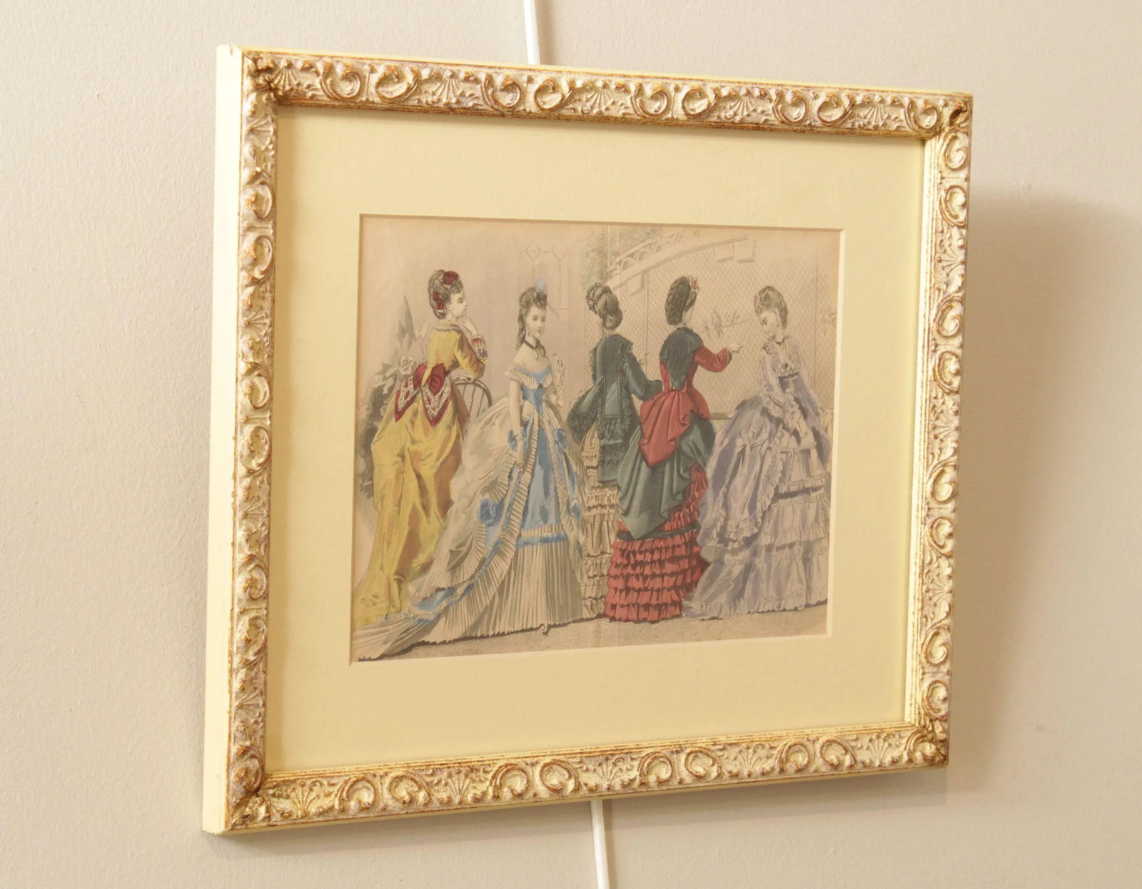 Antique Victorian Women's Fashion Engraving, Custom Framed - 3