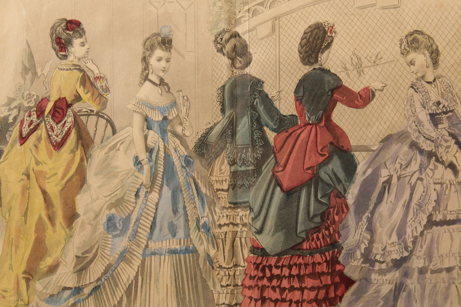 Antique Victorian Women's Fashion Engraving, Custom Framed - 4