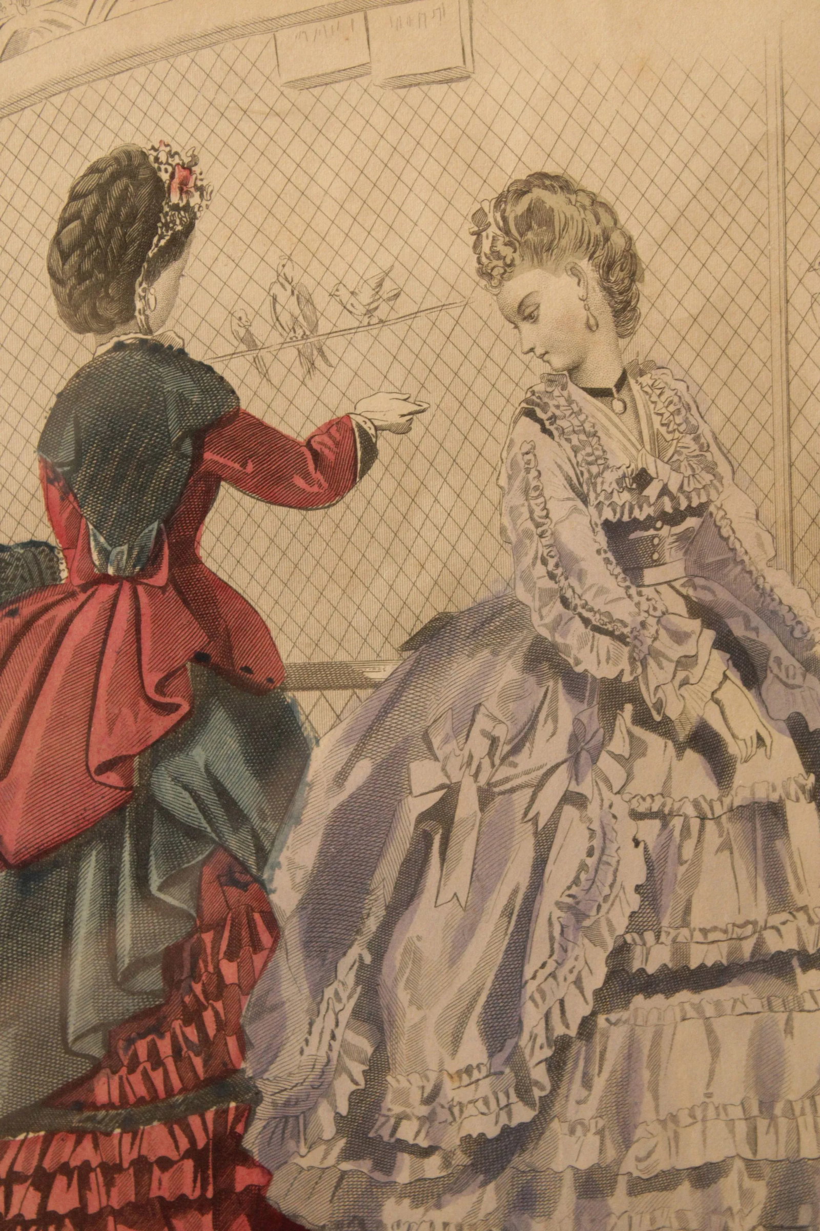 Antique Victorian Women's Fashion Engraving, Custom Framed - 5