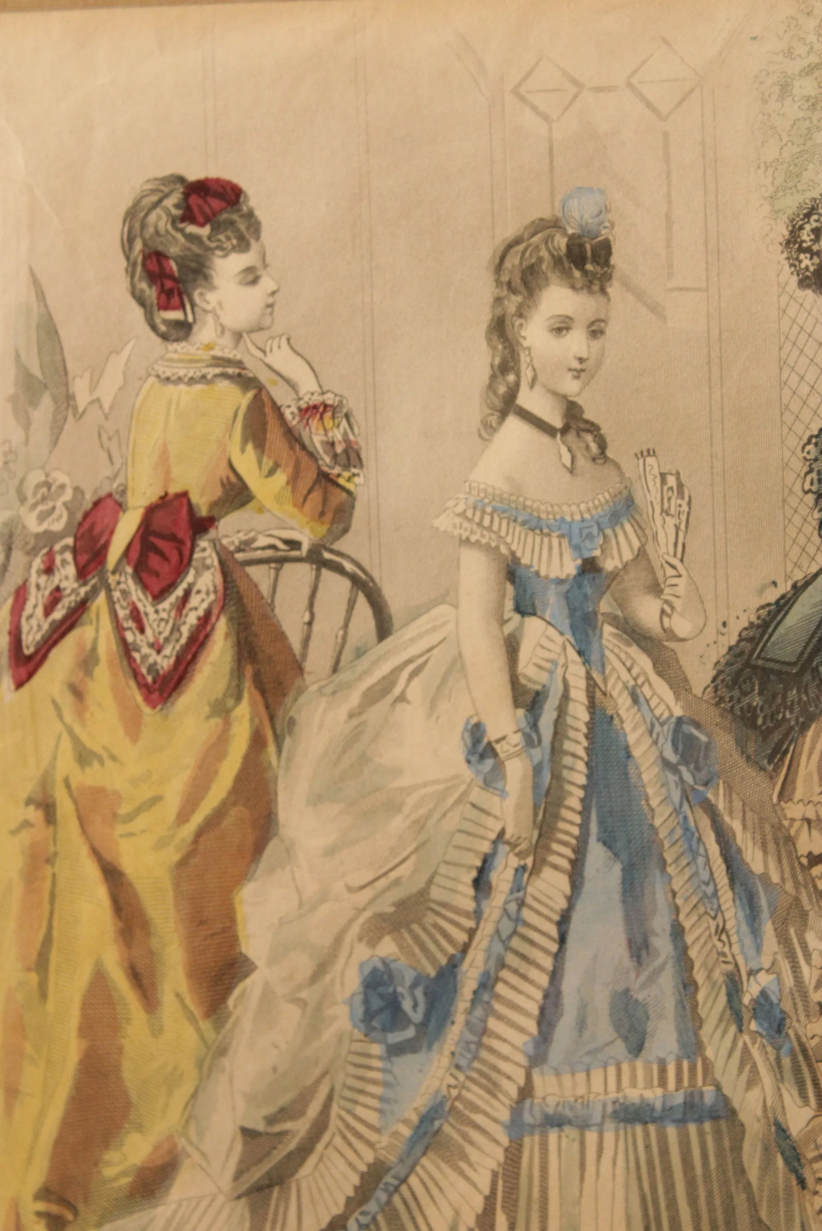 Antique Victorian Women's Fashion Engraving, Custom Framed - 6