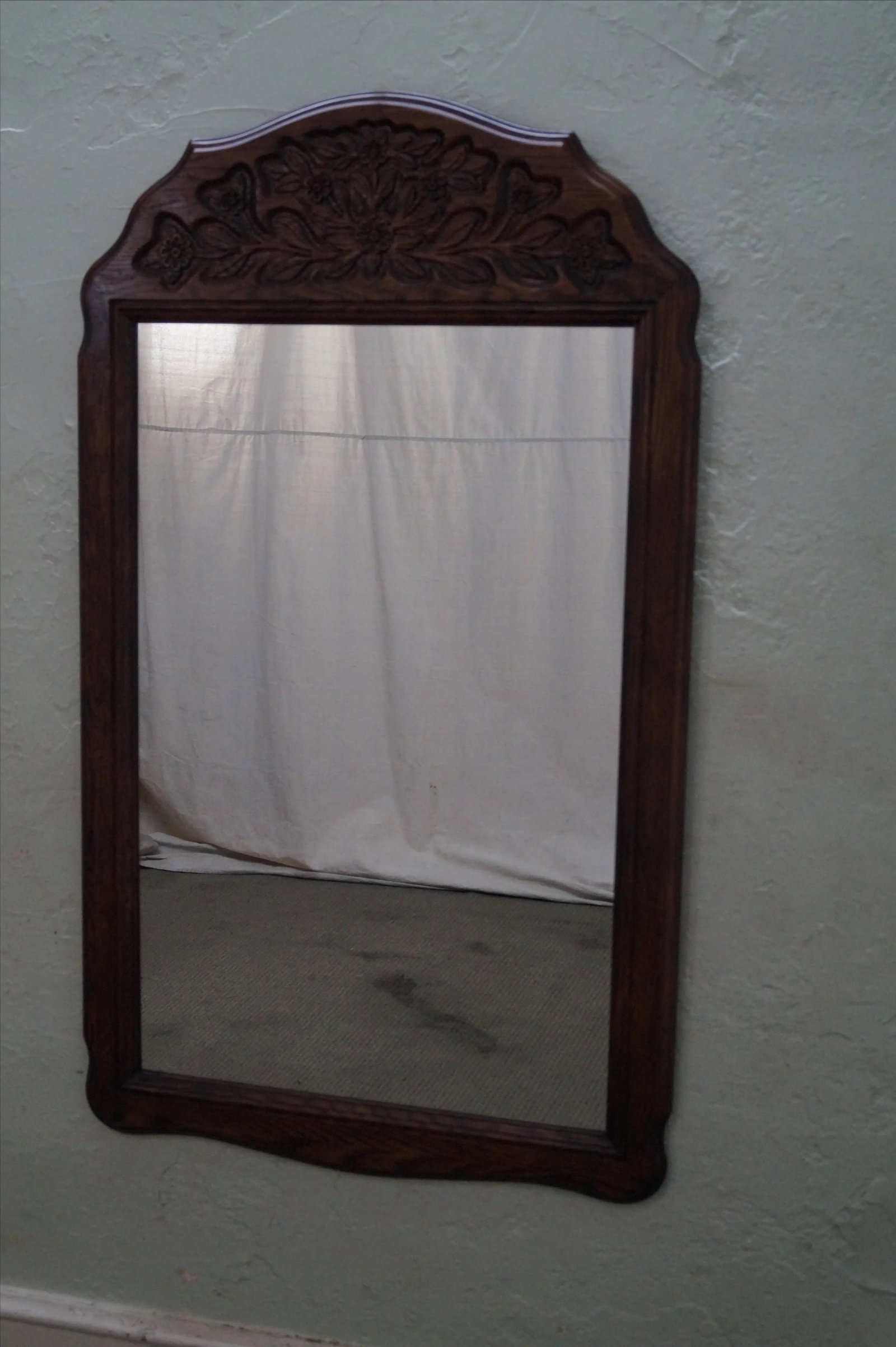 Solid Oak Frame French Country Style Wall Mirror - 2