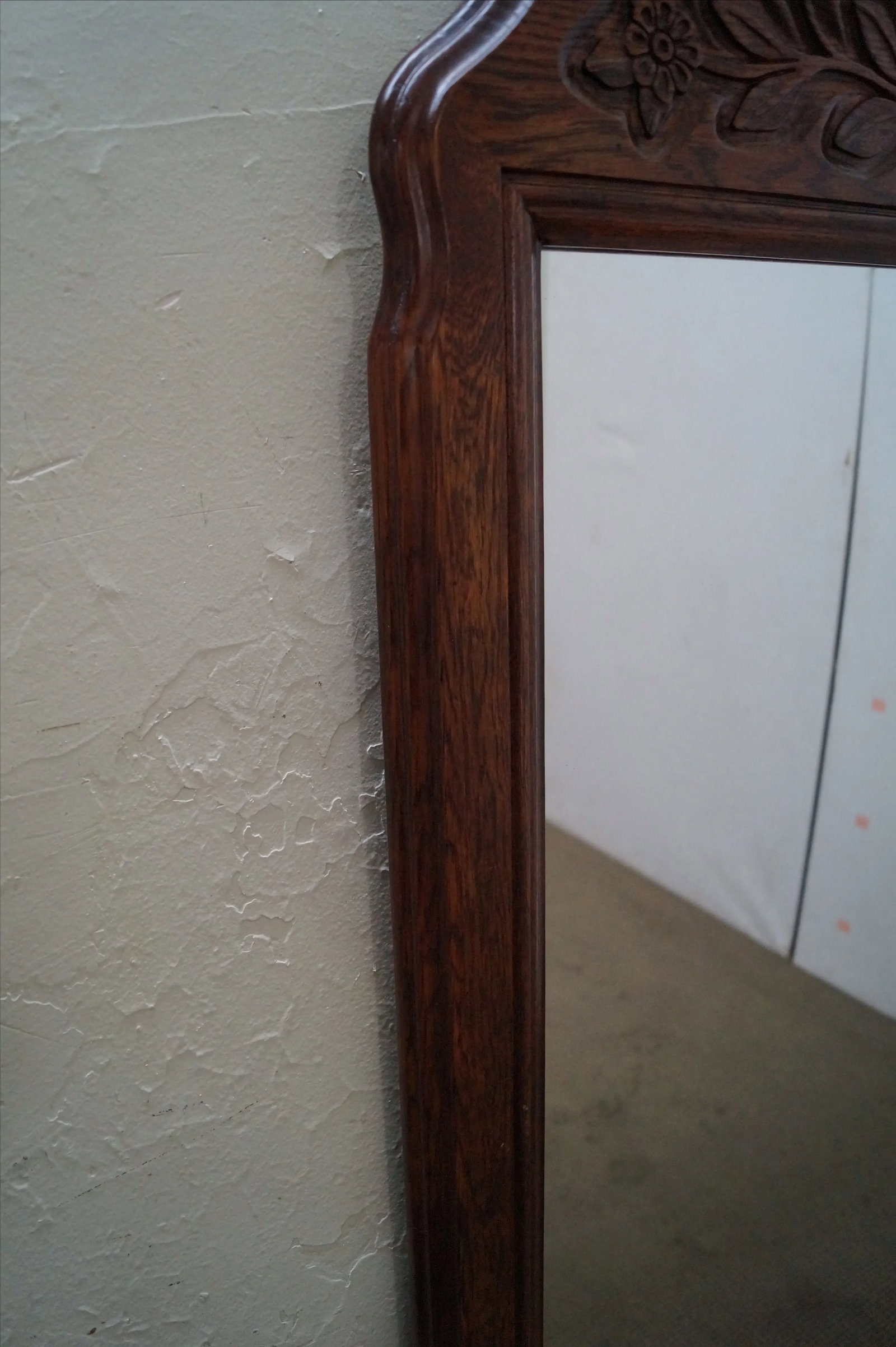 Solid Oak Frame French Country Style Wall Mirror - 6