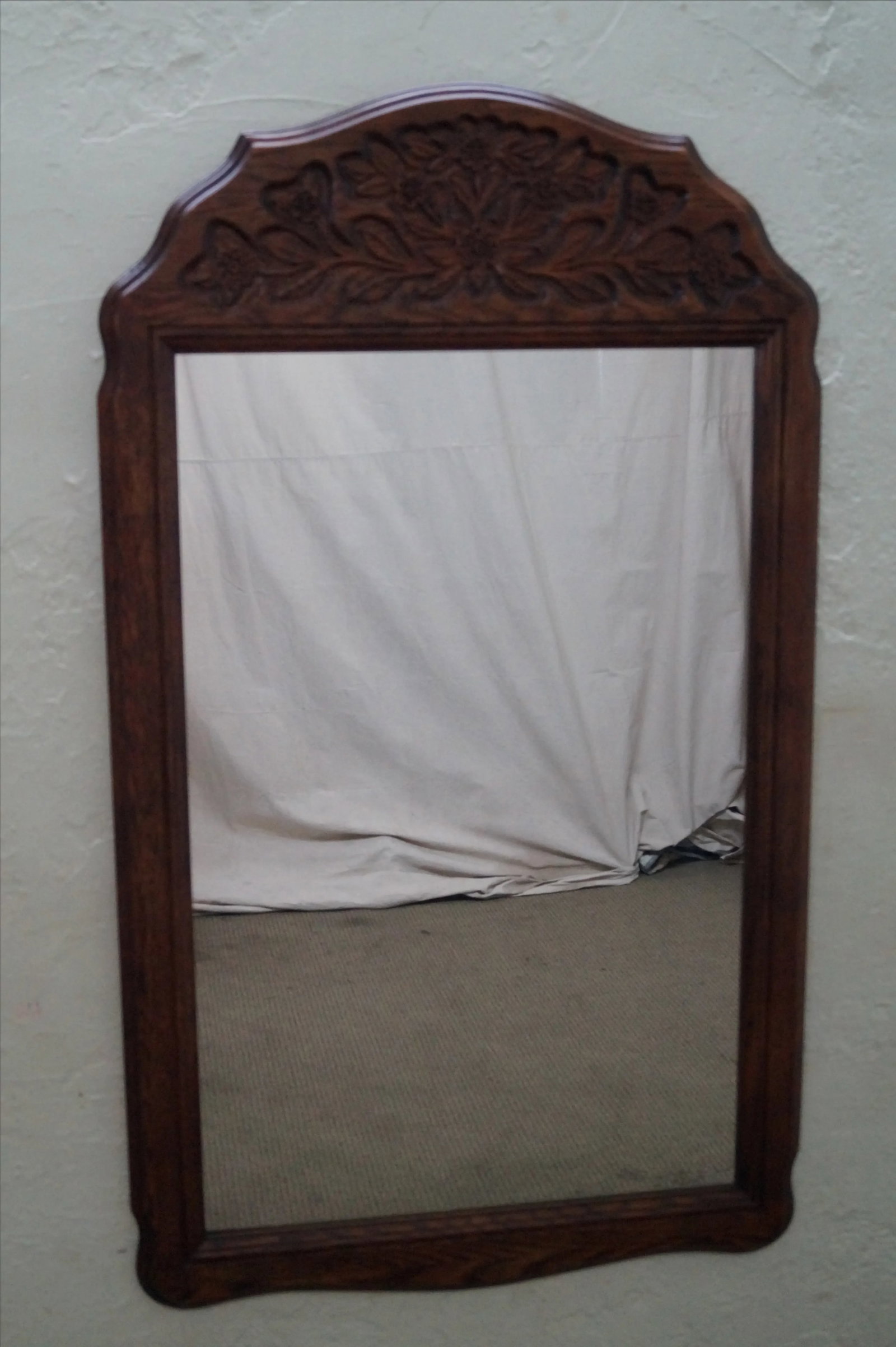 Solid Oak Frame French Country Style Wall Mirror - 8