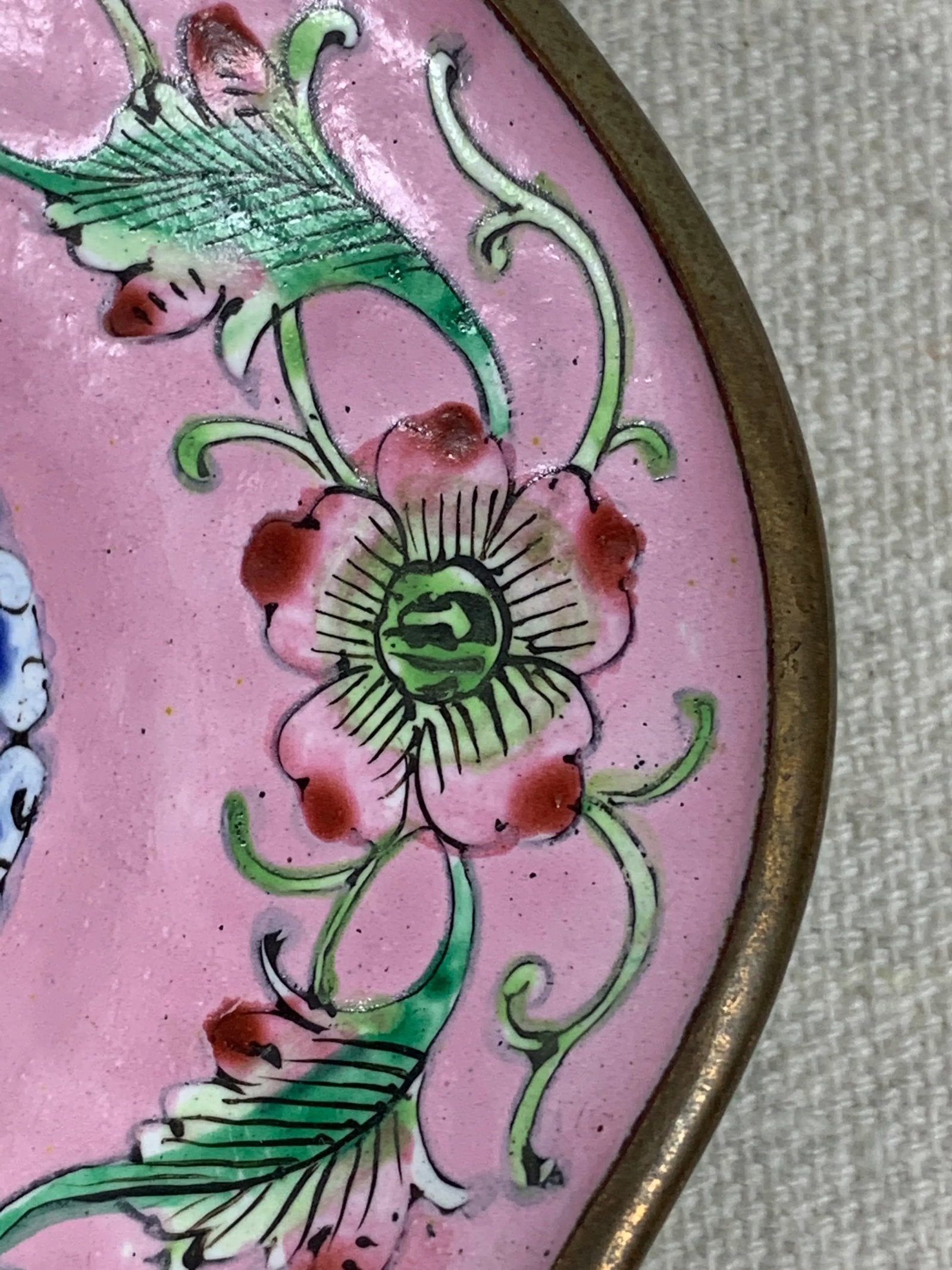 Vintage Pink Canton Cloisonne Tray - 3