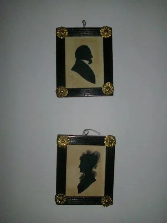 19th Century English Regency Portrait Silhouettes in Original Ebonized Frames - a Pair - 2