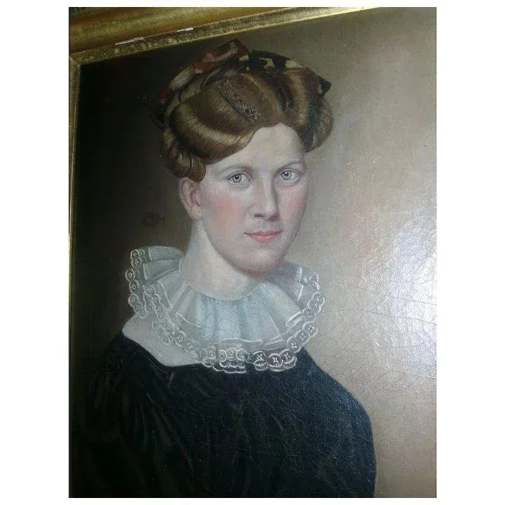 1825 American Federal Woman Portrait Oil Painting, Framed - 5
