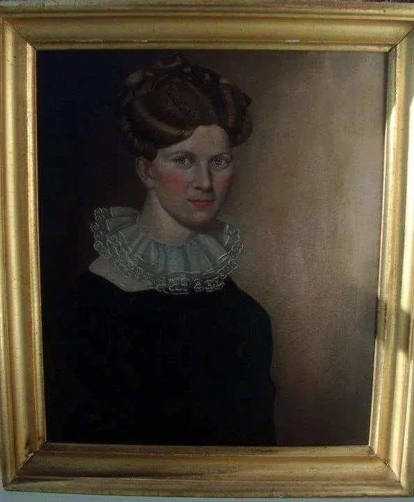 1825 American Federal Woman Portrait Oil Painting, Framed - 7