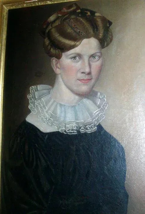 1825 American Federal Woman Portrait Oil Painting, Framed - 9