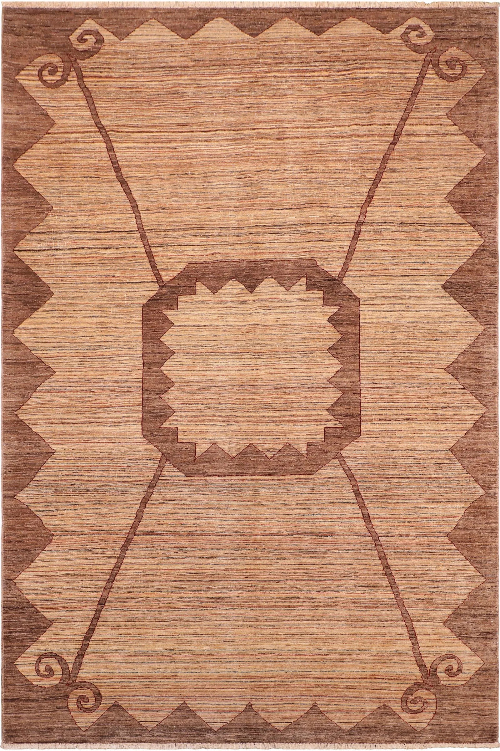 1980s 1980s Boho Chic Beige/Brown Wool Rug - 8'3" X 11'1" - 10