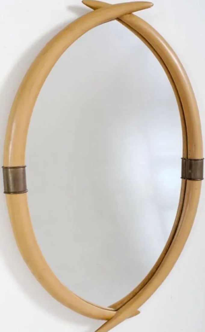 Faux Tusk and Brass Mirror by Chapman - 2
