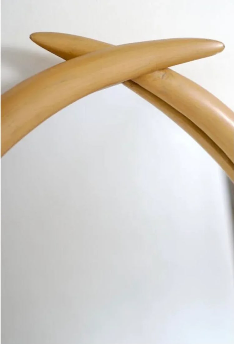 Faux Tusk and Brass Mirror by Chapman - 4