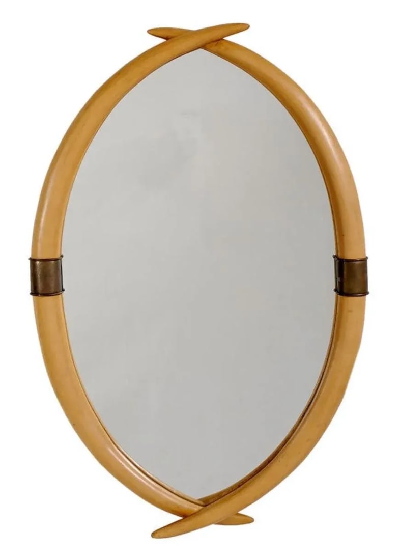 Faux Tusk and Brass Mirror by Chapman - 8