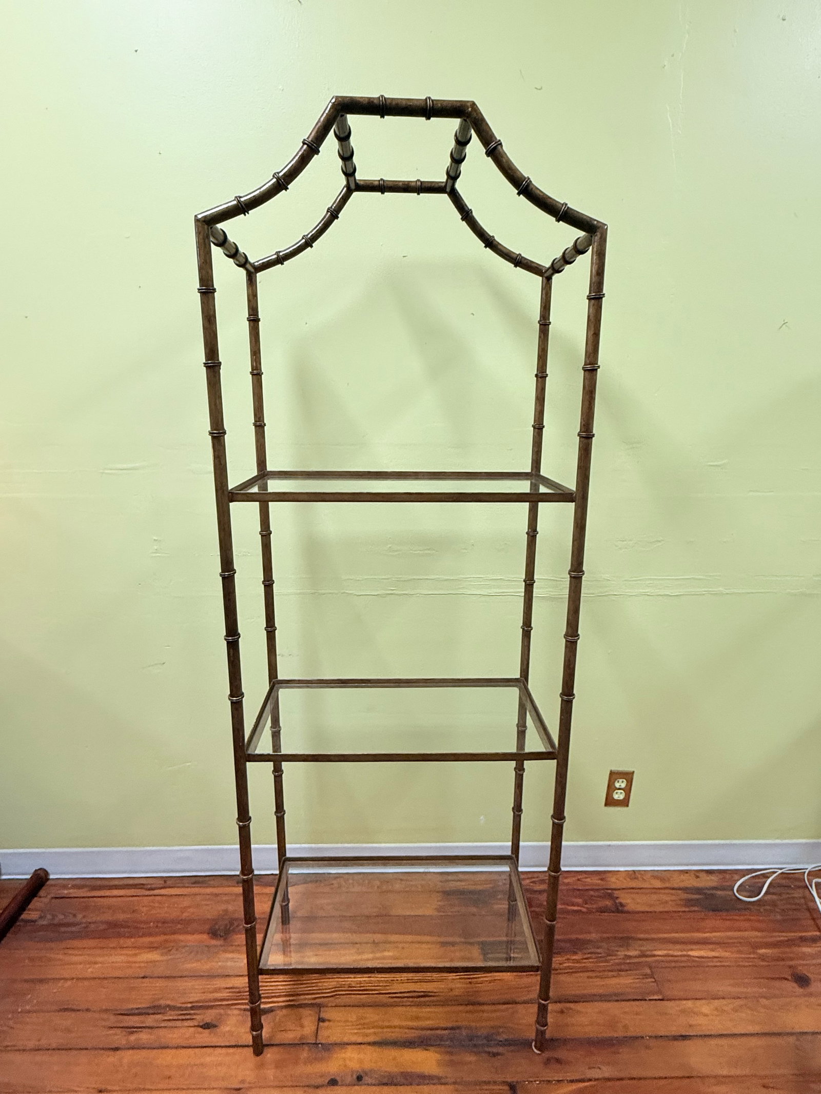 Vintage Hollywood Regency Hand Gilt Faux Bamboo Etagere - Newly Painted - 3