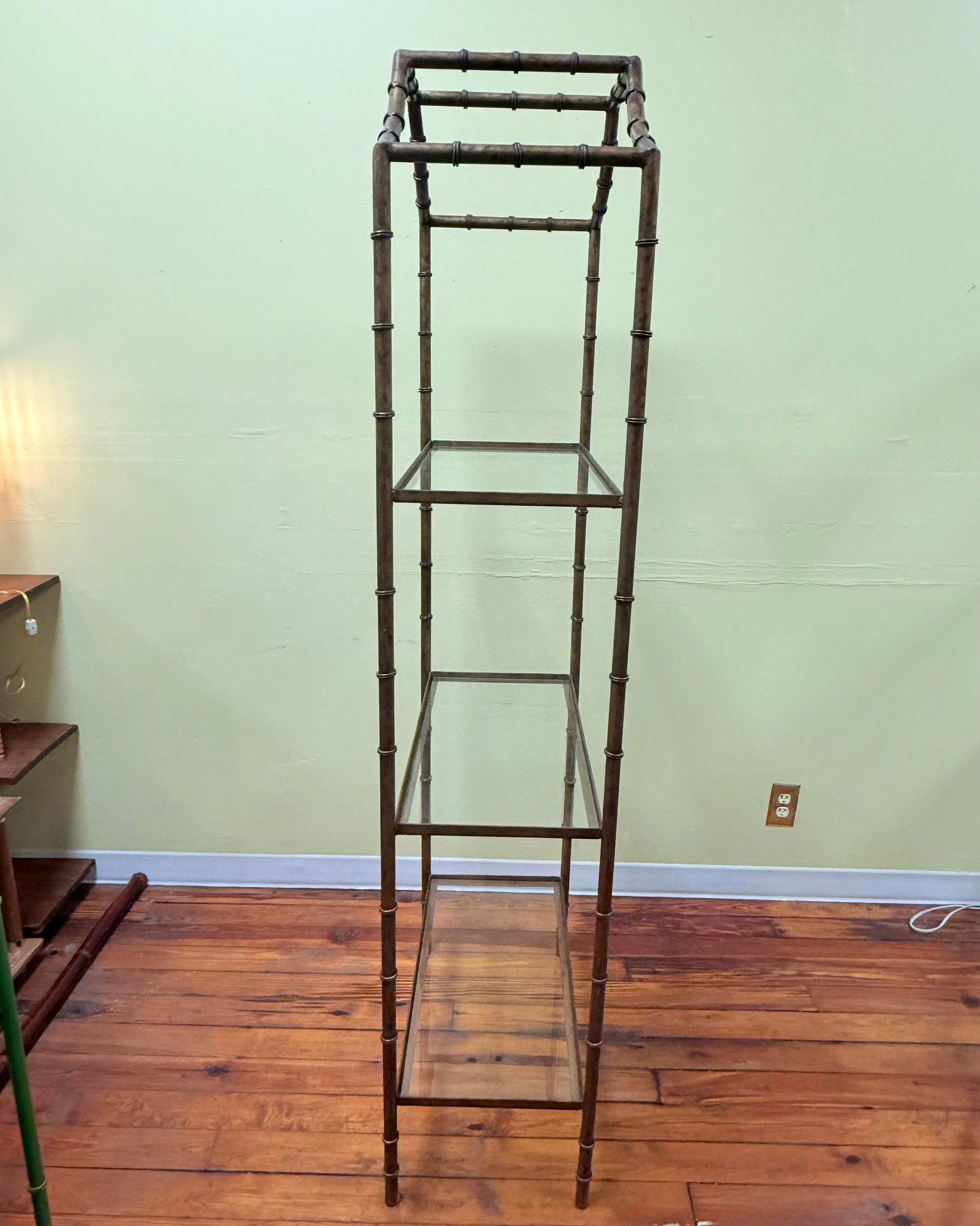 Vintage Hollywood Regency Hand Gilt Faux Bamboo Etagere - Newly Painted - 4
