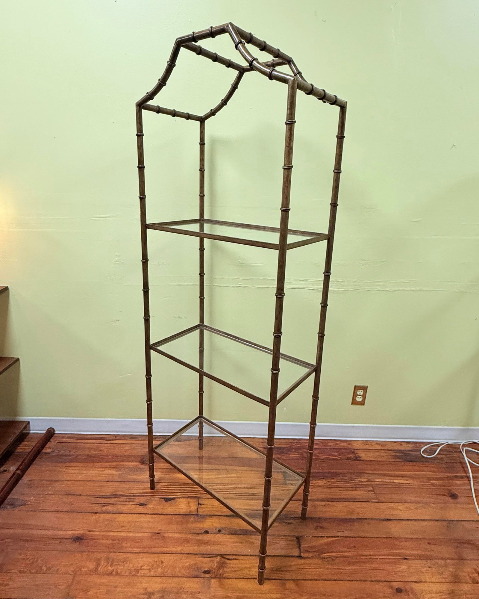 Vintage Hollywood Regency Hand Gilt Faux Bamboo Etagere - Newly Painted - 5