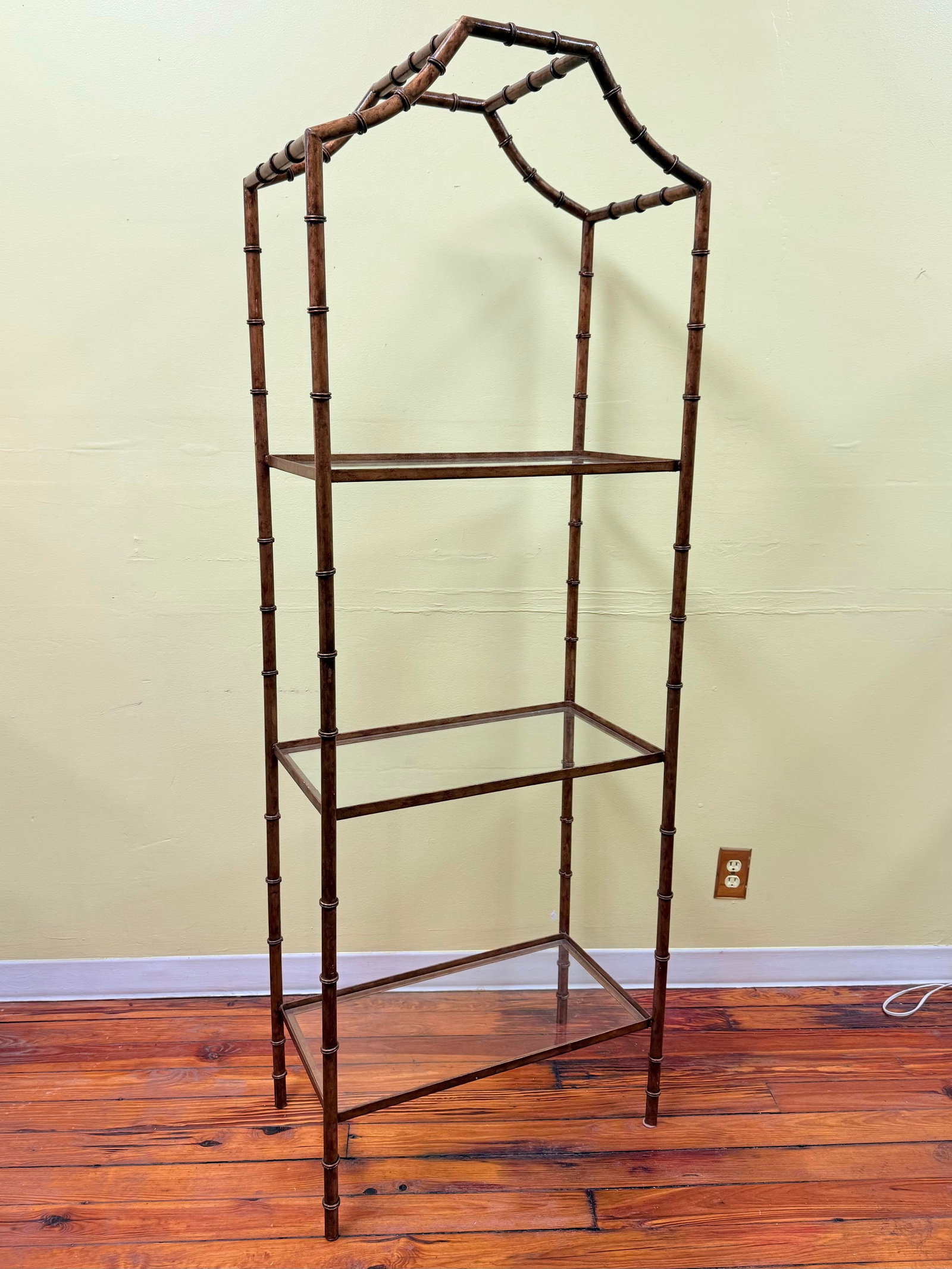 Vintage Hollywood Regency Hand Gilt Faux Bamboo Etagere - Newly Painted - 6
