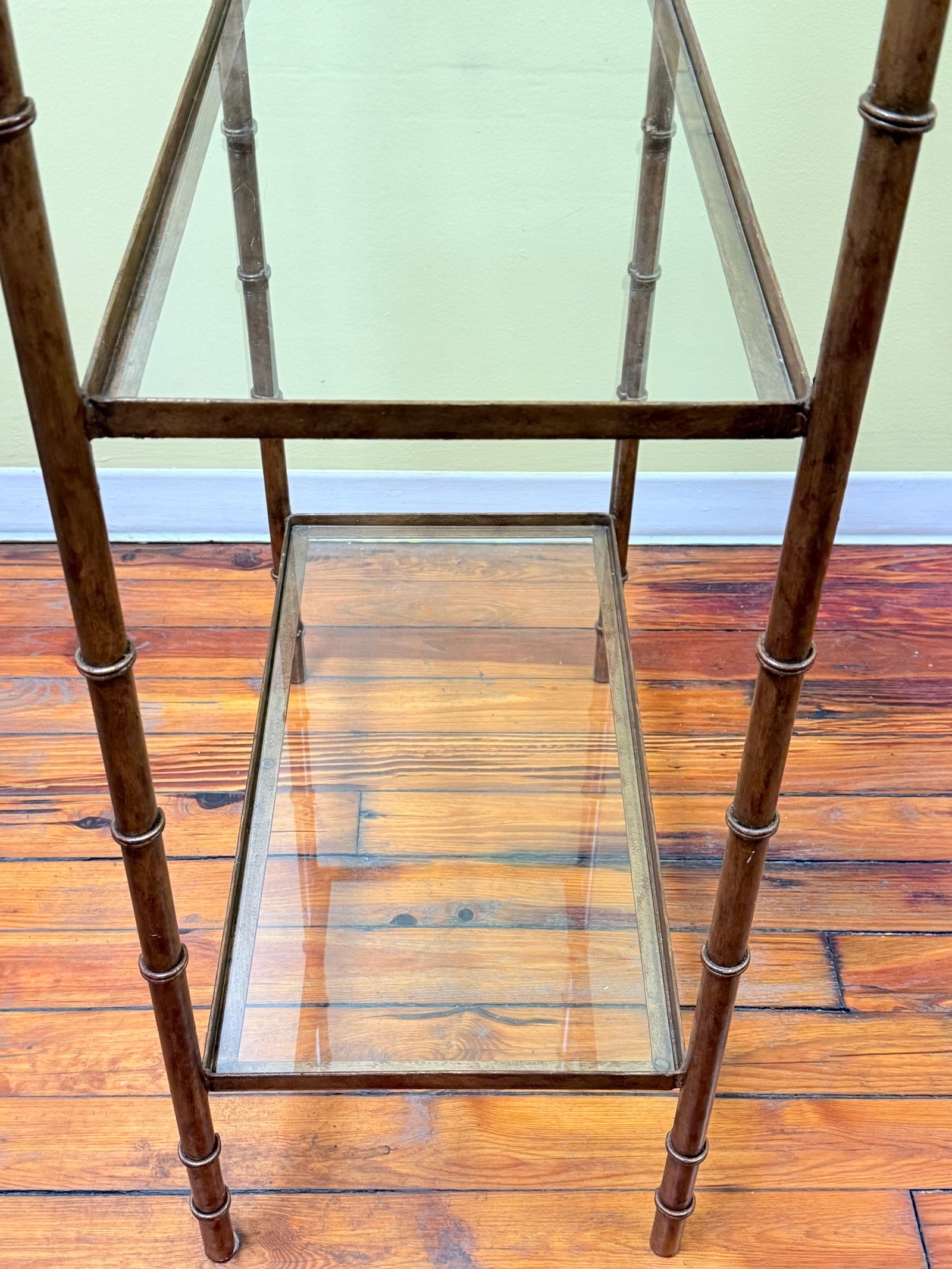 Vintage Hollywood Regency Hand Gilt Faux Bamboo Etagere - Newly Painted - 7