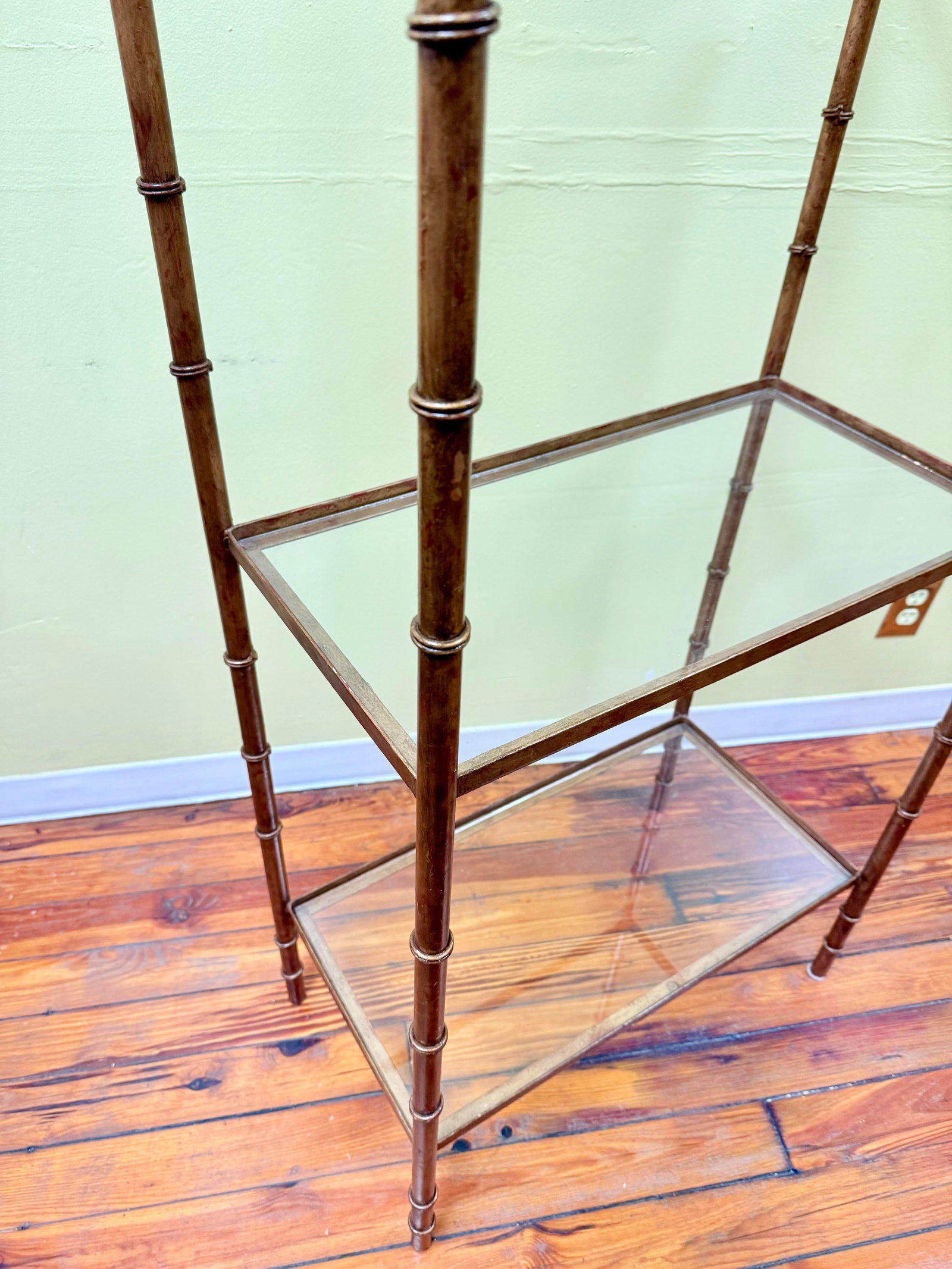Vintage Hollywood Regency Hand Gilt Faux Bamboo Etagere - Newly Painted - 9