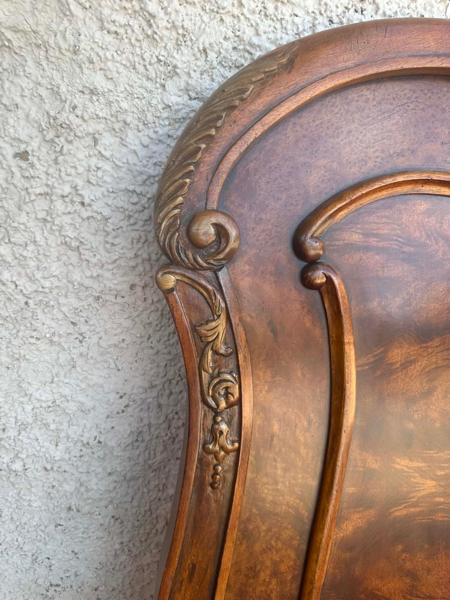 Henredon King Size French Provincial Headboard Solid Walnut With Burlwood 83" W X 70.5" H - Late 20t - 3