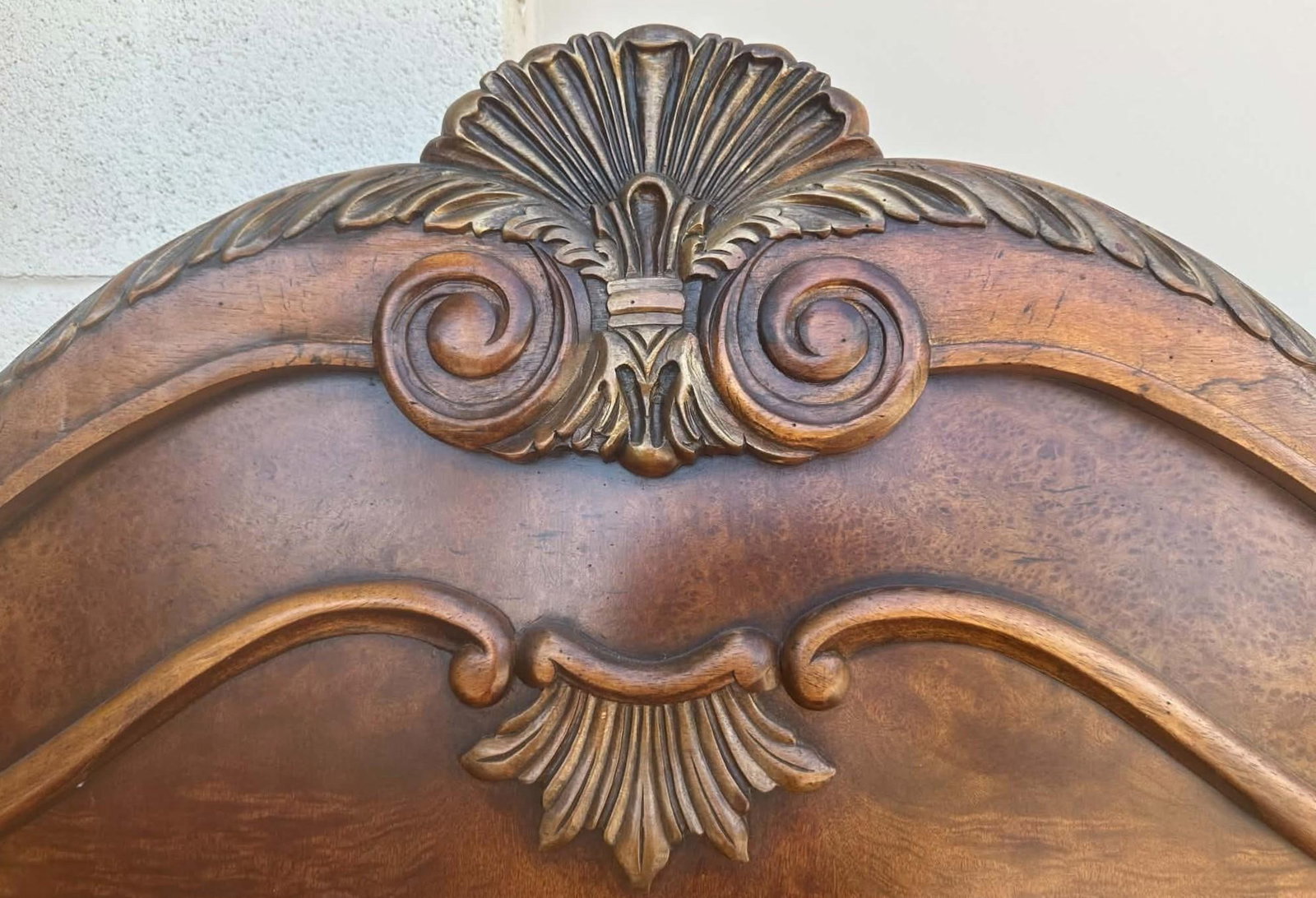Henredon King Size French Provincial Headboard Solid Walnut With Burlwood 83" W X 70.5" H - Late 20t - 5