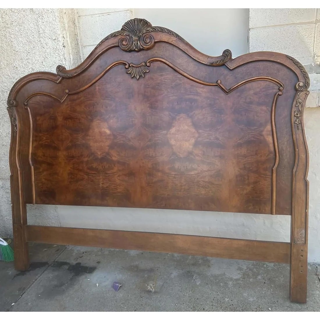 Henredon King Size French Provincial Headboard Solid Walnut With Burlwood 83" W X 70.5" H - Late 20t - 6