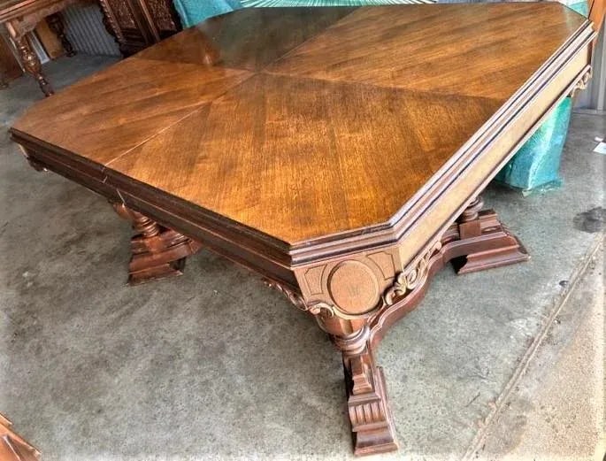 Antique Spanish Revival Walnut Dining Table - 1920s - 2